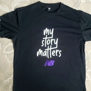 Men's New Balance Black T-shirt  Large My Story Matters.